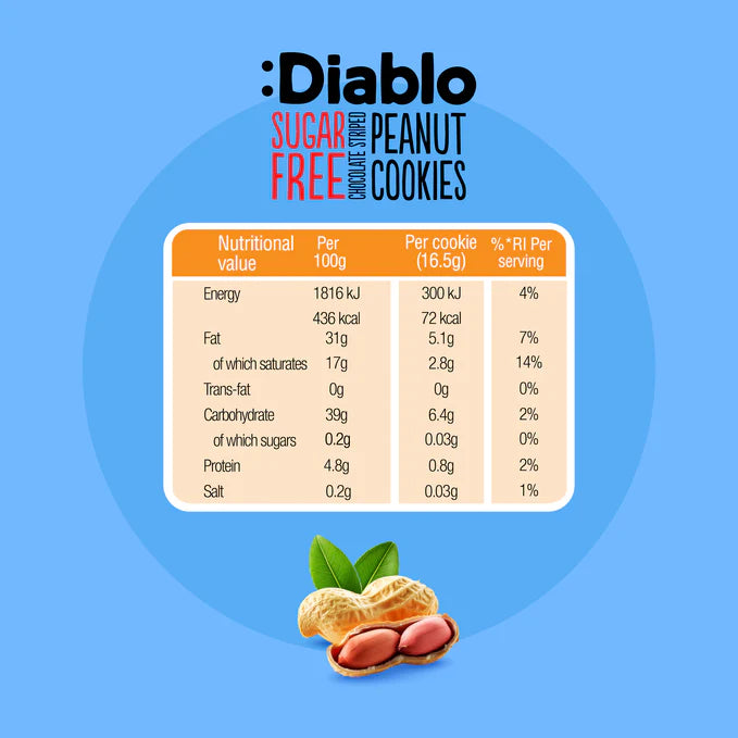 Diablo Sugar Free Chocolate Striped Peanut Cookies 150g 花生曲奇(無糖)