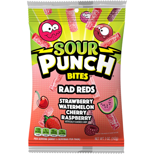 Sour Punch Bites Rad Reds 141g 酸味激爽雜錦紅色水果吸管糖