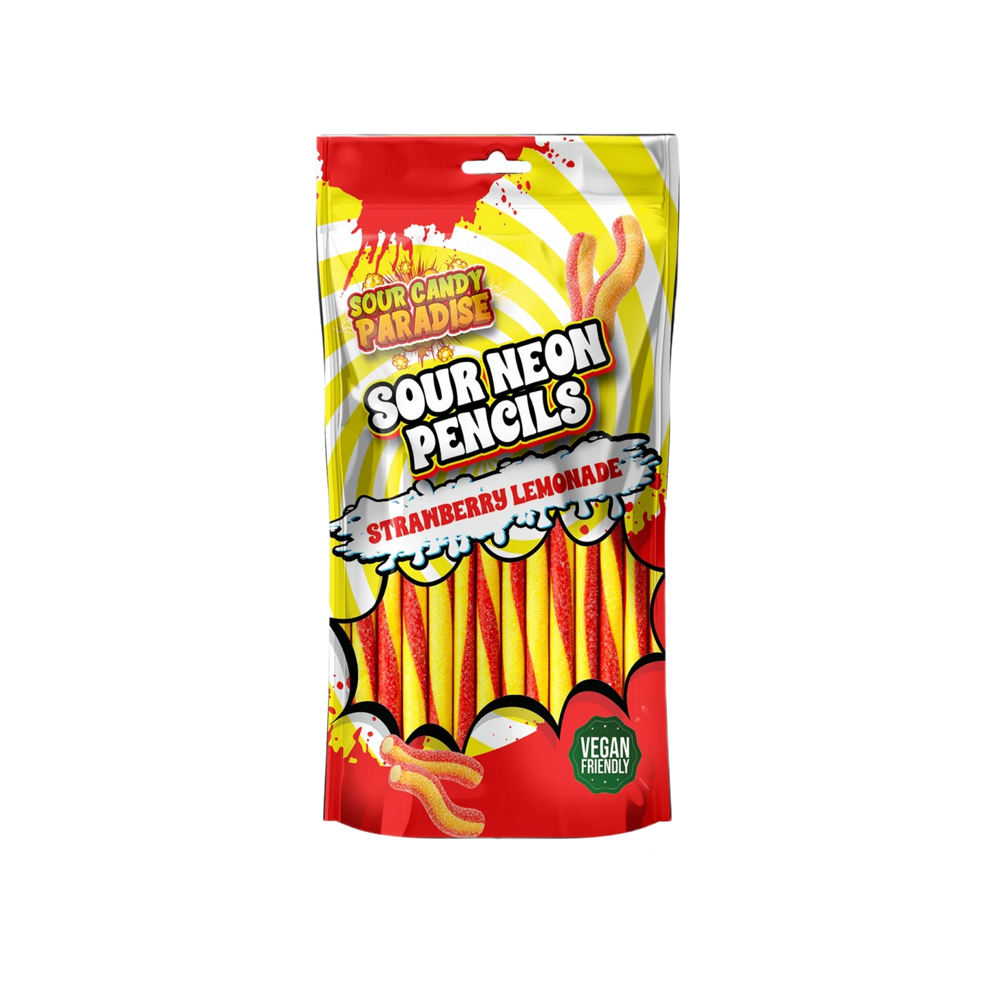 Candy Paradise Sour Neon Pencils Strawberry Lemonade 130g