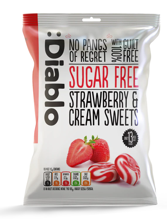 Diablo Sugar Free Strawberry & Cream Sweets 75g
