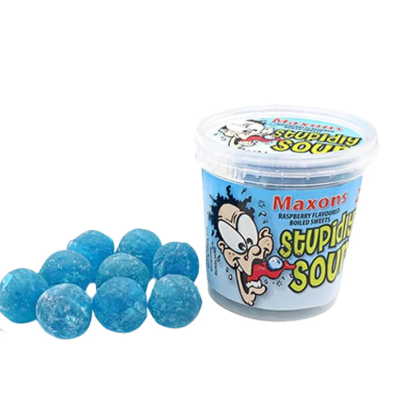 Maxon's Stupidly Sour Raspberry Sweets Tub 75g 英國知名酸到痴線藍桑子味糖