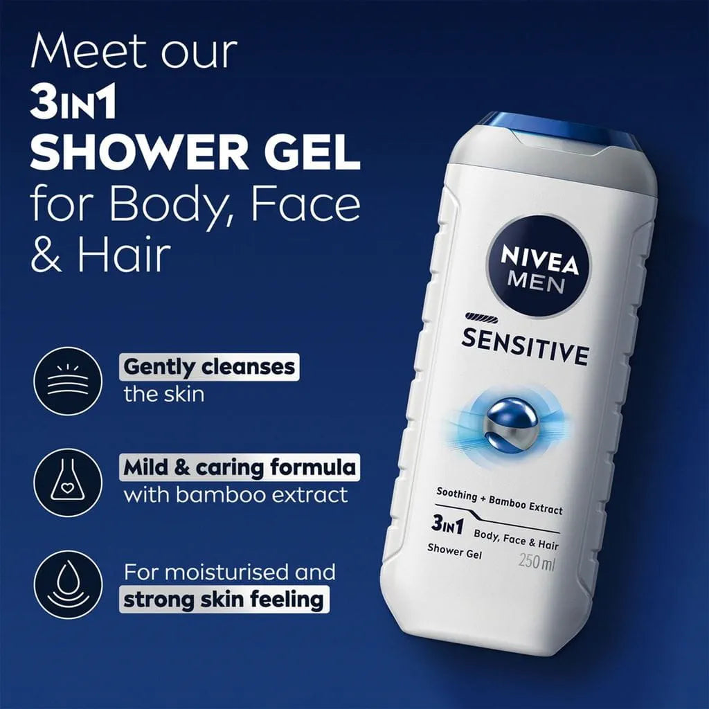 Nivea Sensitive Soothing + Bamboo Extract 3in1 Shower Gel 250ml
