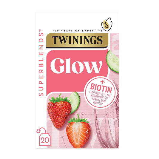 Twinings Superblends Glow 20s (UK) 草莓, 青瓜, 蘆薈綠茶(富含Biotin改善髮質和肌膚)20茶包 英國製造