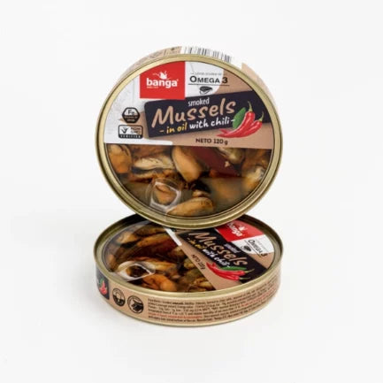 Banga Smoked Mussels In Oil With Chilli 120g