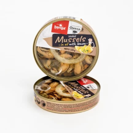 Banga Smoked Mussels In Oil With Lemon 120g